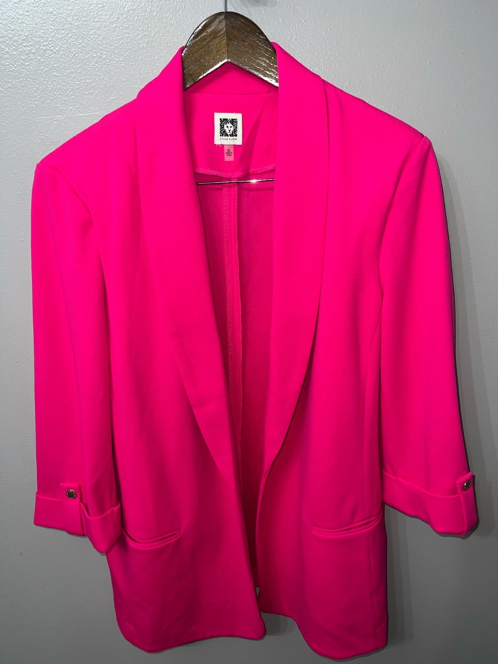 Anne Klein Hot Pink Open Front Blazer